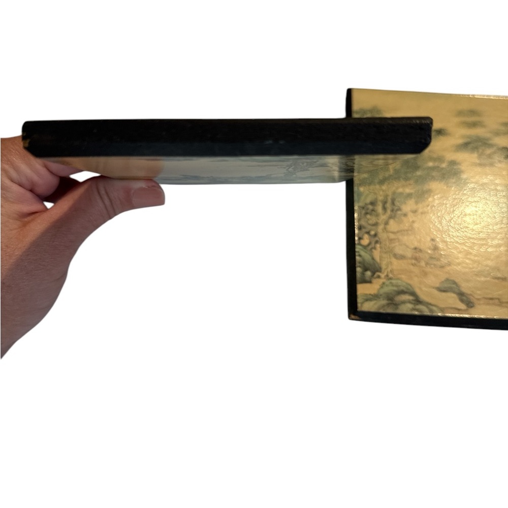 Vintage Asian-Inspired Wall Art Pair - Traditional Landscape Scenes Wood Backing - Picture 8 of 8